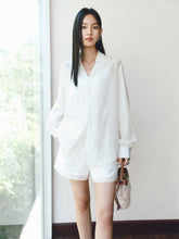 Women's Lyocell Blouse with Lace Placket